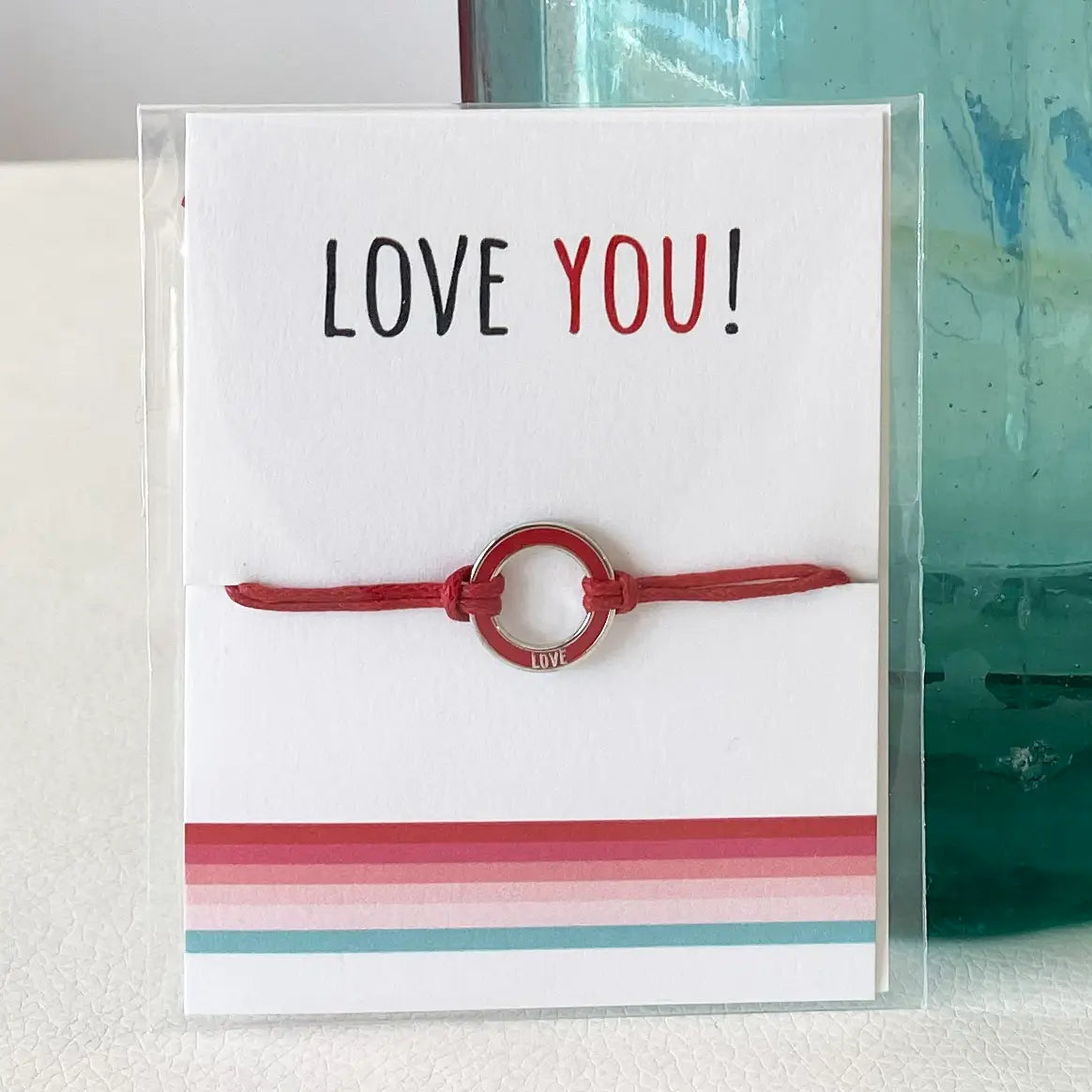 'Love You!' Sentiment String Charm Bracelet.