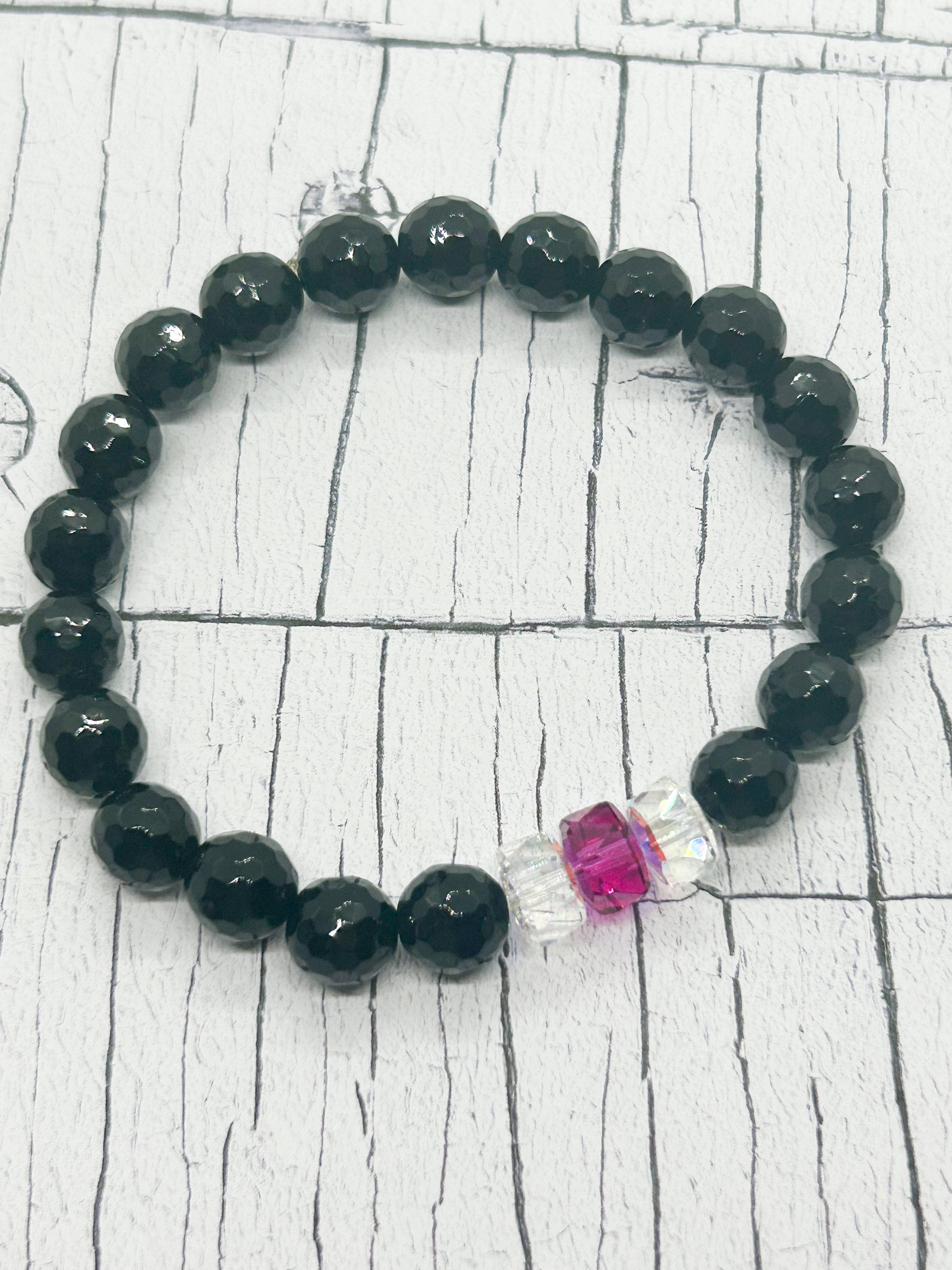 onyx bracelet with Swarovski beads - Eve & Flamingo
