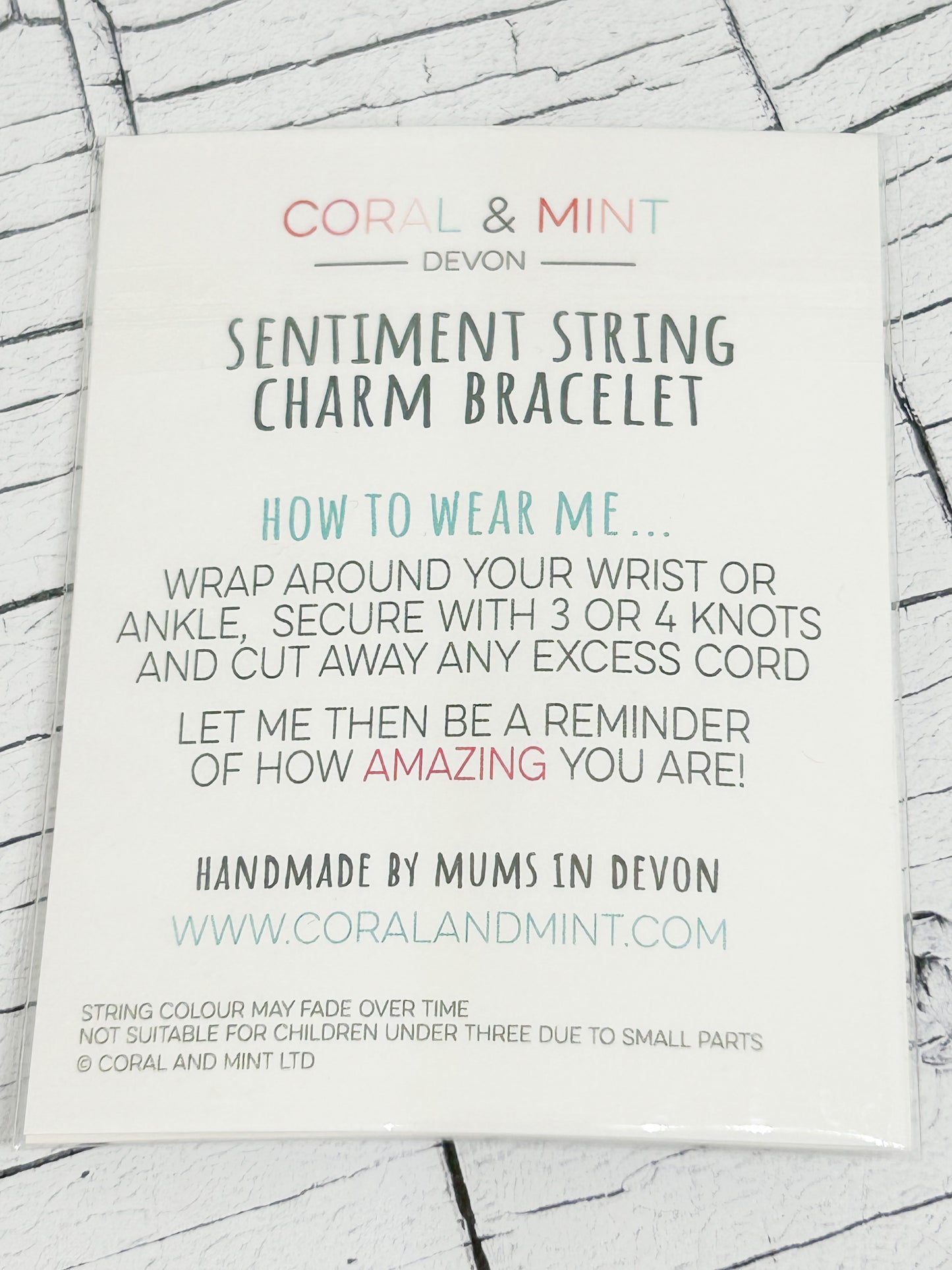 'Blooming Marvellous Mum' String Charm Bracelet