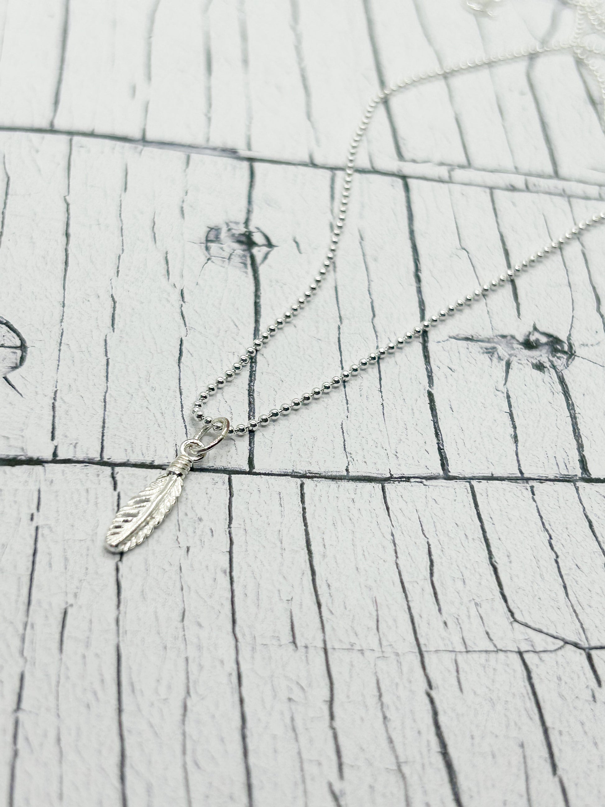 Sterling silver feather pendant - eve & Flamingo