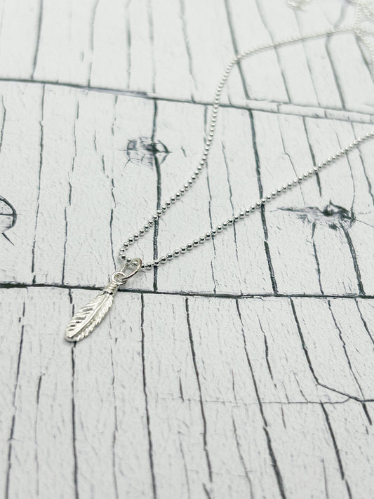 Sterling silver feather pendant - eve & Flamingo