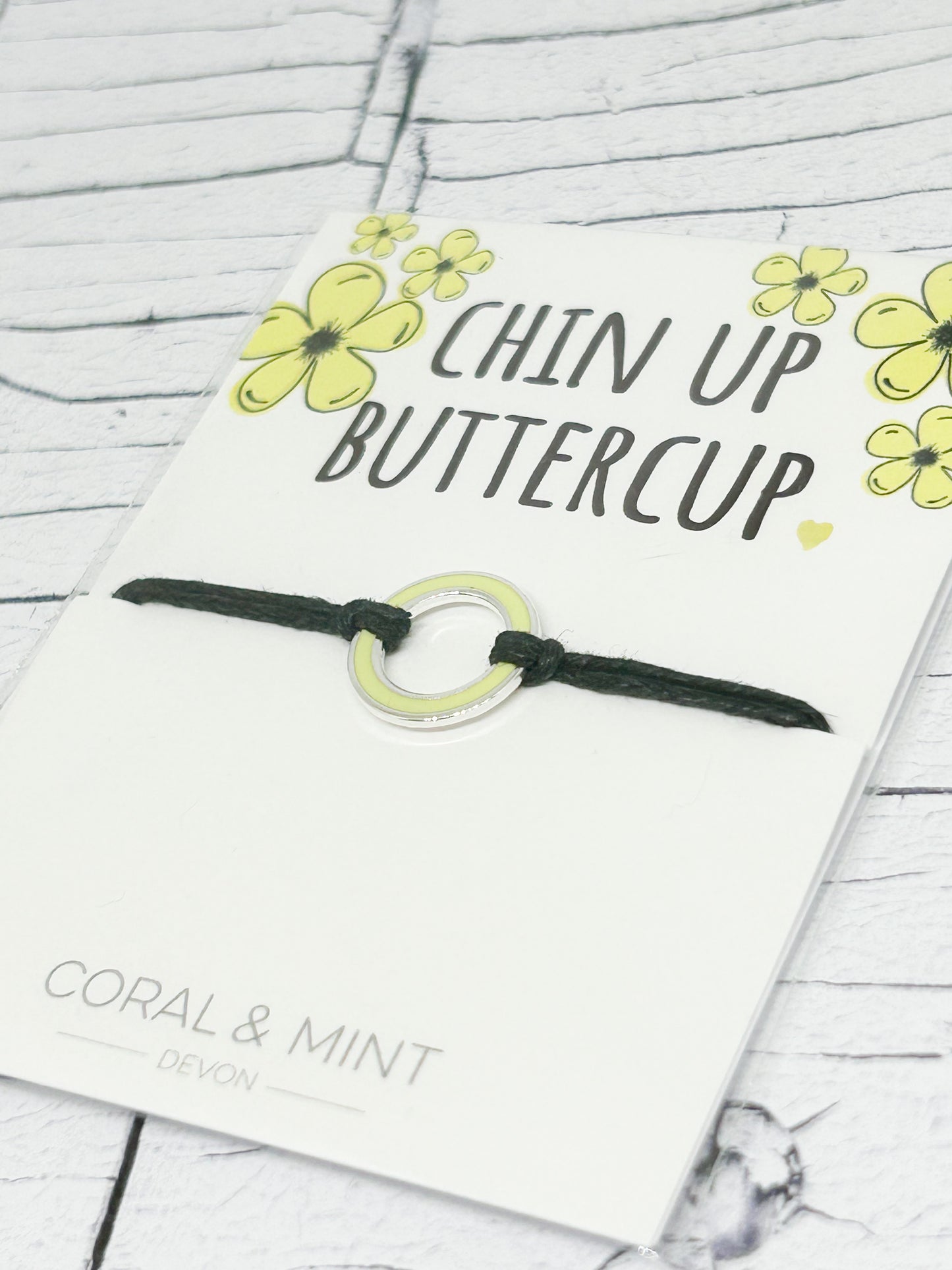‘Chin Up Buttercup’ Sentiment String Bracelet