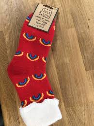 Radiant Rainbow Super Cosy Cuff Socks - Red