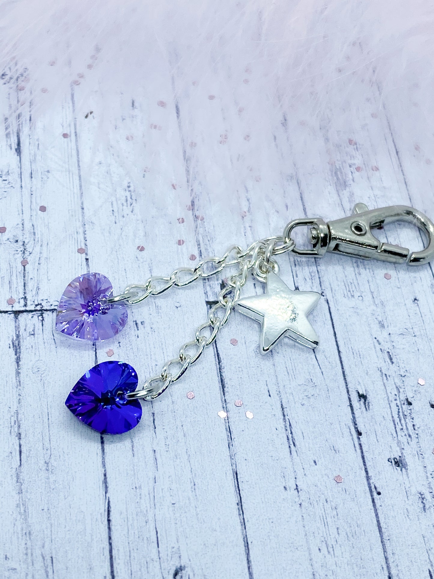 Star charm and crystal key ring - Eve and Flamingo