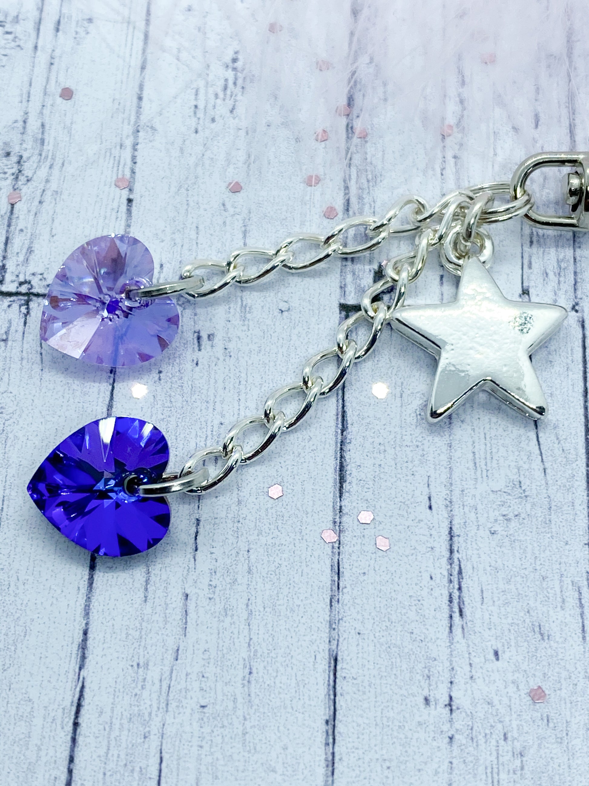 Crystal and star charm key ring - Eve and Flamingo
