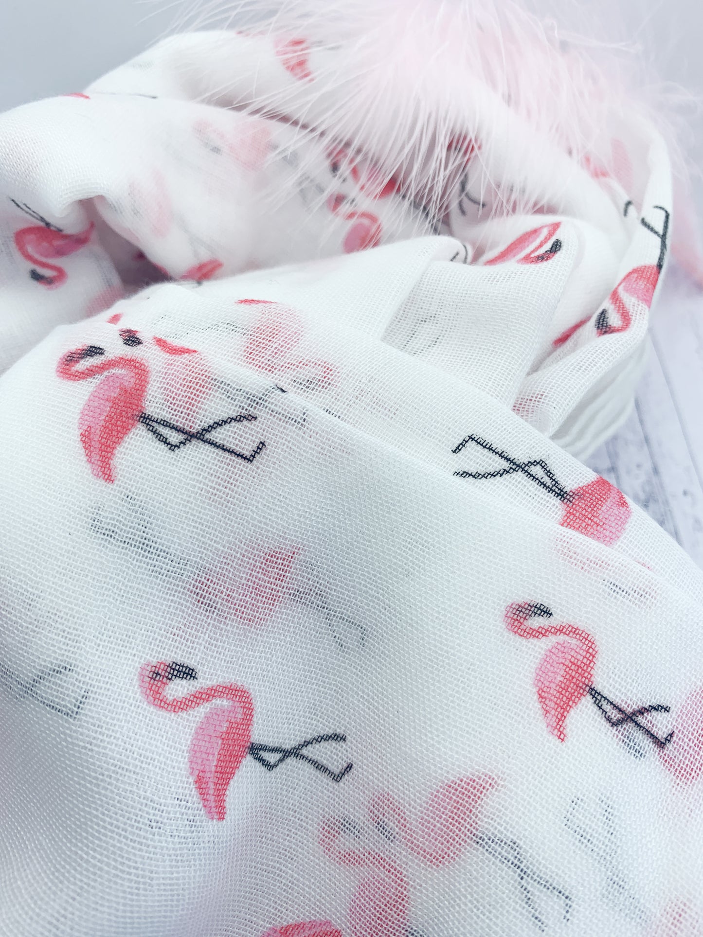 Small print flamingo scarf - Eve & Flamingo