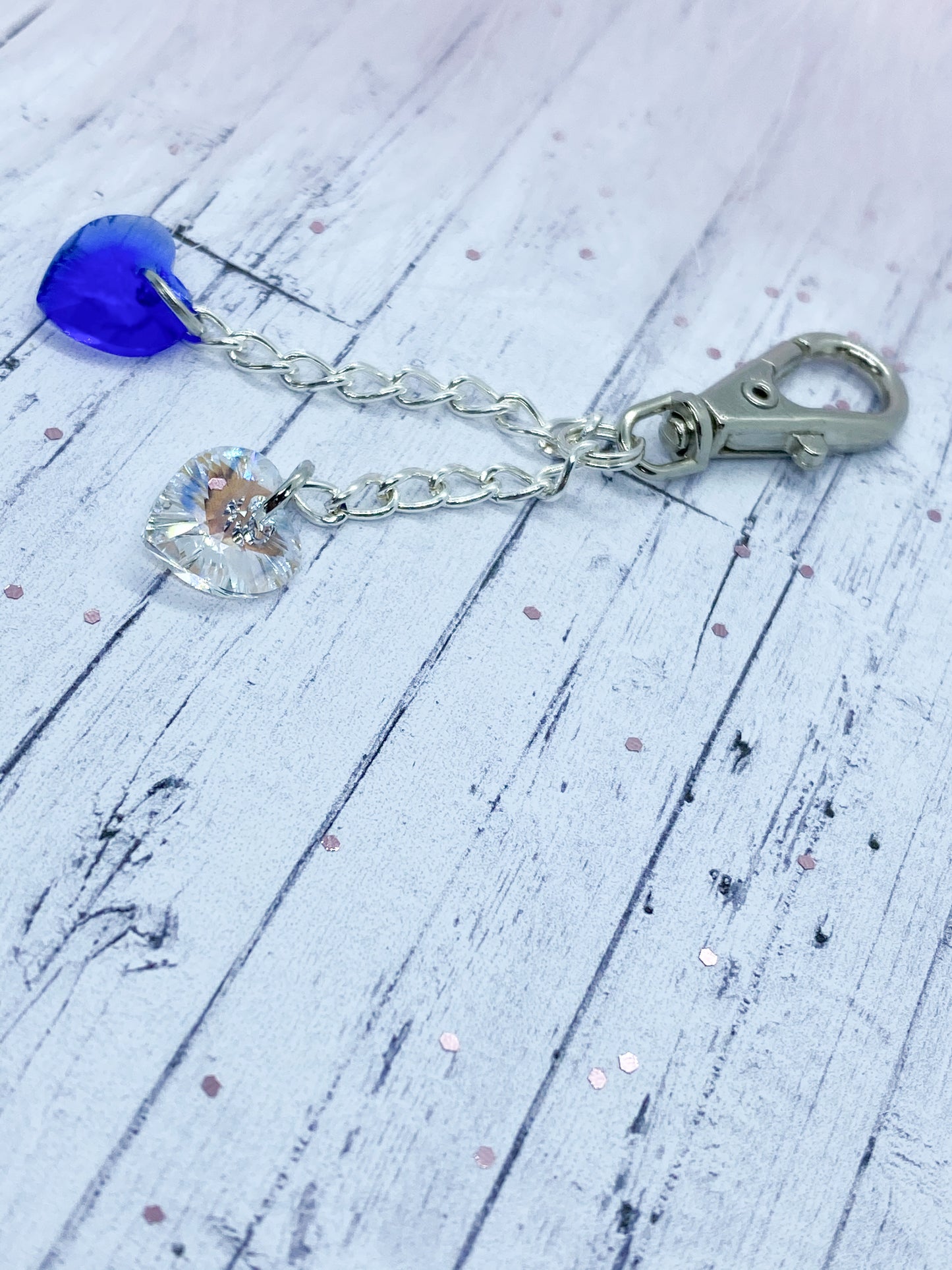 Blue and AB crystal keyring - Eve and Flamingo