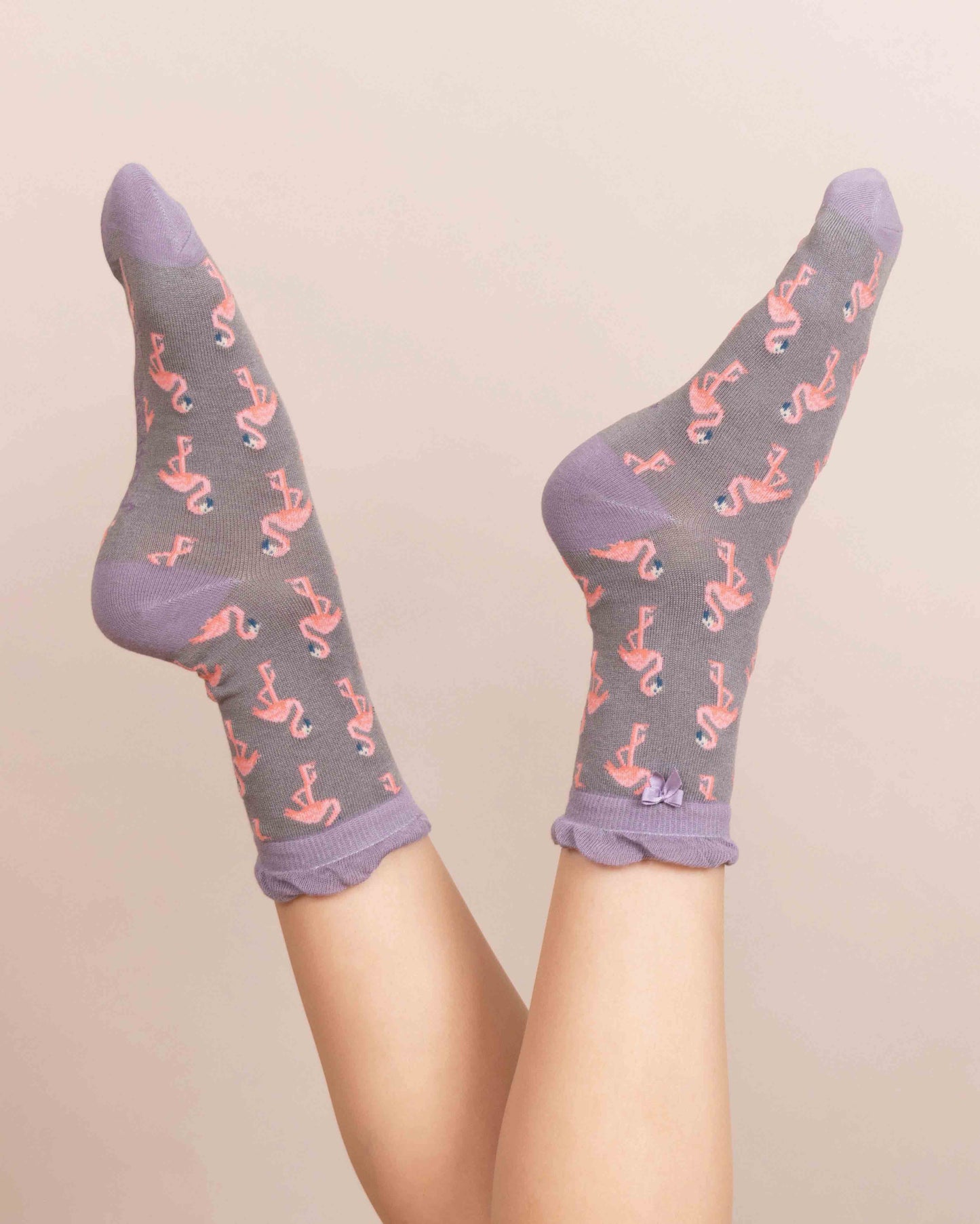 Powder Flamingo Ankle Socks - Slate - Eve & Flamingo